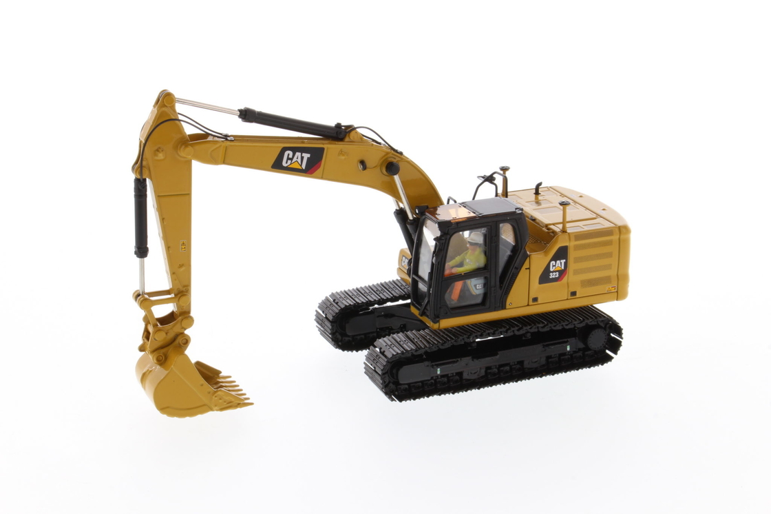 DM 1:50 CAT 323 作業工具付きダイキャスト掘削機 エンジニアリング車両モデル 85657