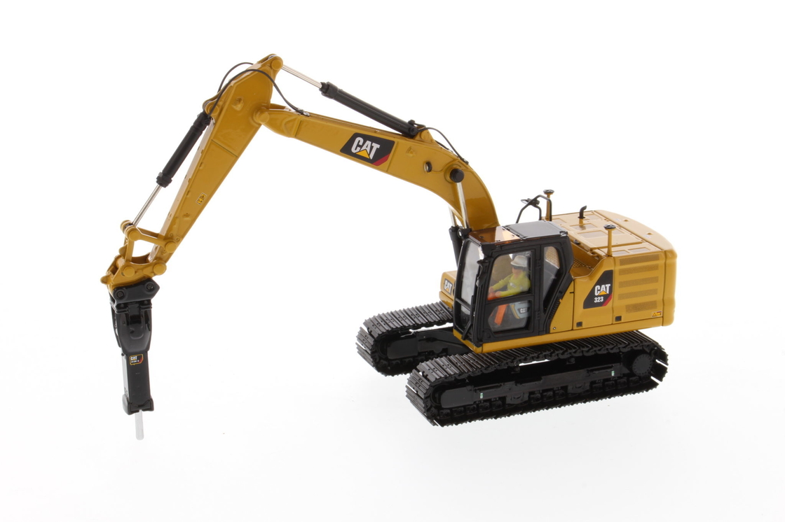 DM 1:50 CAT 323 作業工具付きダイキャスト掘削機 エンジニアリング車両モデル 85657