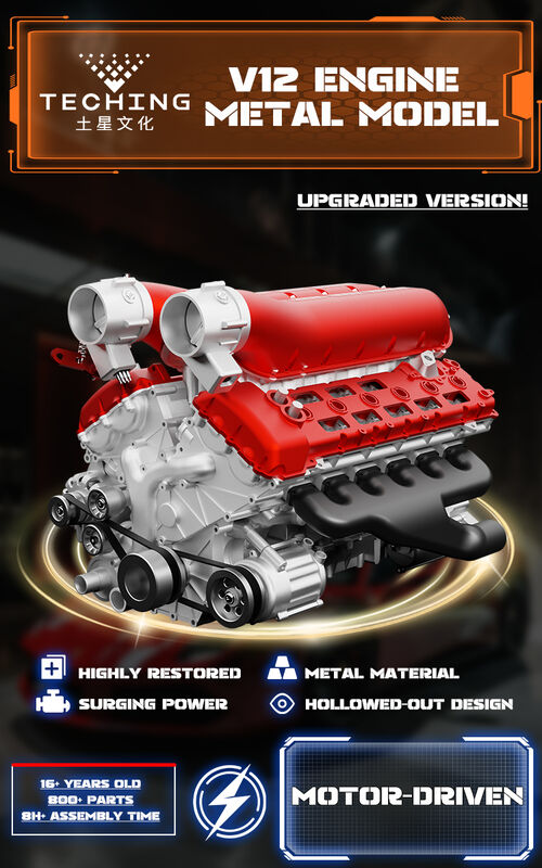 V12 12シリンダーエンジンモデル,すべての金属を組み立てて組み立てて,ミニエンジンを起動することができます